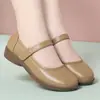 Zapatos de Madre para Primavera y Otoño Dropshipping, Zapatos de Cuero, Suela Suave, Zapatos Cómodos para Mujer, Zapatos Planos para Mujer, Zapatos de Trabajo con Velcro