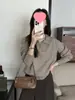 Suéter cinza com gola para mulheres, blusa de tricô para outono e inverno, nova camisa base de estilo casual, blusa estilo coreano, preto