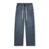 Pantalones para Hombre Ying Huang Bao Luo 2026 Nuevo Estilo Jeans Verano Holgados Pierna Recta Marca de Moda Lavados Hombres Pierna Ancha Pantalones Largos