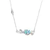 Collar de Caramelo Tichia Original de Plata de Ley S925 para Mujer Estilo K-Pop Ins Diseño de Nicho Exquisita Cadena para Clavícula de Zirconio Azul Marino