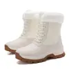 Botas de nieve altas para mujer de talla grande transfronterizas, botas de esquí, zapatos de algodón de invierno para temperaturas bajo cero, botas cálidas para senderismo al aire libre con forro polar