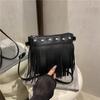 Bolso Cubo Flecos Retro Francés para Mujer Verano 2025 Nuevo Sexy Estilo Ins Piel Suave Hombro Único Cruzado Bolso con Flecos
