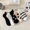 Calcetines de Verano para Mujer Absorbentes de Sudor Finos Calcetines Bajos Ojos en el Talón Bordados Calcetines Invisibles Dibujos Animados Japoneses Lunares Calcetines Sin Costuras