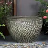 Maceta Grande de Cerámica para Patio Maceta Recolectora de Agua Maceta de Loto Tazón Maceta de Loto y Nenúfar Tanque de Peces Método Antiguo Maceta Tesoro Se Puede Combinar con Base de Madera Maciza