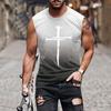 Europa y Estados Unidos verano transfronterizo nuevo comercio exterior para hombre Amazon chaleco explosivo impresión degradada 3D cuello redondo chaleco para hombre