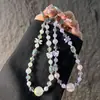 Lindo cordón de teléfono de perlas de cristal con cuentas de estrella de cinco puntas y estrella de mar, correa para la muñeca, accesorio de llavero para cámara CCD