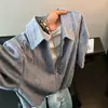 Camisa Polo de Malla Hueca de Dos Piezas Falsas, Manga Corta, Unisex, Estilo Delgado de Verano, Camiseta Transpirable Estilo Americano, Camisa Relajada y Casual
