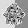 Camisa de Manga Curta com Estampa de Anime Cartoon Estilo Japonês para Homens e Mulheres, Estilo Preguiçoso Divertido de Nicho de Verão, Camisa para Casal Estudante