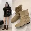 2026 US Aumento Interior Rad Otoño Nuevo Estilo Calibre Grande Botas Vaqueras Modernas Botines Cortos Hebilla de Cinturón Mujer