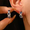 Huajie pendientes de zircón azul Klein nuevos accesorios elegantes de socialité europeos y americanos hebilla de oreja retro de revista venta directa