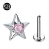 Aleación de Titanio F136 Mini Estrella de Cuatro Puntas Full Diamante Estrella de Cinco Puntas Perforación para Labio Perforación para Oreja Perforación para Cartílago Joyería de Perforación Rosca de 0.9