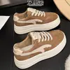 Couro Genuíno Solado Grosso Sapatos Plataforma Aumento de Altura Cadarço Sapatos Brancos Sapatos Femininos 2026 Outono/Inverno Novo Versátil Casual Esportivo Sapatos Únicos