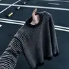 Suéter Retrô Listrado Americano para Homens e Mulheres Outono Estilo Preguiçoso Gola Redonda Tricô cleanfit Camada Base para Casal