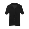 Suéter de punto Biebe estilo retro con cuello polo artístico para mujer, estilo fino de verano, elegante y adelgazante, hombro normal, top de manga corta