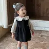 Vestido coreano sencillo de dos piezas para niñas, estilo principios de otoño 2026, vestido de princesa de otoño para niños pequeños