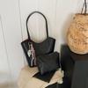 Bolso de mano tipo cesta de comida para mujer, de estilo sencillo y de color sólido, estilo informal y de gran capacidad, de este año.