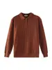 Camisa Polo de Punto para Hombre con Media Cremallera de Color Sólido Estilo Old Money Casual de Negocios Cuello con Solapa Ropa para Hombre Suéter de Punto de Manga Larga Hombre