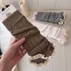 Calcetines holgados de encaje Ioulor con doble costura, otoño e invierno, tejido grueso, resistentes, Y2K, calentadores de piernas dulces, calcetines versátiles de color liso para mujer