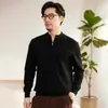 Nuevo suéter de cachemir de cabra 100% puro, tejido de punto casual de invierno y otoño para hombre, con media cremallera, cálido