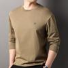 Hengyuanxiang Bordado 260g Algodão Pesado Malha Manga Longa Camiseta Masculina Outono e Inverno 2024 Nova Camisa de Gola Redonda