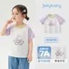 Jellybaby infantil verão manga curta meninos cor contrastante camiseta estilo fino top meninas respirável roupas de bebê casual