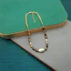Nova Gargantilha Patchwork de Olho de Tigre Retrô e Pérola Barroca Leve Luxo Estilo Merade Com Contas Versátil Moda para Clavícula