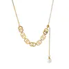 Colar de Franjas de Pérolas Encaixáveis em Aço Titânio Totalmente, Simples, Leve, Luxuoso, Personalizado, High-End, Acessórios Elegantes, Preço de Fábrica