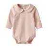 Macacão de Bebê Estilo Coreano Novo para Primavera e Outono Menina Boneca Gola Saco Roupas de Baixo Algodão Versátil Triângulo Macacão de Escalada