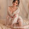 Ropa Interior Koni Nightlife Sexy Estampado de Fresas Cárdigan Transparente Cuello en V Kimono Cintura con Velcro Conjunto Dropshipping