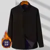 Camisa Blanca de Manga Larga para Hombre, Forrada de Polar, Anti-Arrugas, Adecuada para el Trabajo, Profesional, Boda, Padrinos de Boda, Ropa de Trabajo, Camisa de Otoño e Invierno
