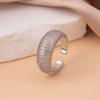 Anillo Europeo y Americano Transfronterizo de Diamante Completo para Mujer, Apertura de Circonita de Gama Alta de Nicho, Anillo Ajustable, No se Desvanece, Venta al por Mayor Versátil