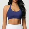 Sujetador deportivo cruzado sin costuras para mujer, que alisa la espalda, de corte ajustado, alta elasticidad, ajustado, con cuello halter, adecuado para correr, fitness y yoga
