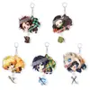 Mercancía de la Serie Kimetsu no Yaiba, Tres Personajes Pequeños, Miembros del Escuadrón Cazademonios, Llaveros Acrílicos de Alta Visibilidad, Regalo para Amigos