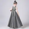 Vestido Infantil Aliexpress Transfronteiriço 2026 Novo Cetim Vestido de Performance de Piano Infantil Vestido de Aniversário para Menininha