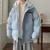 Chamarra acolchada de algodón estilo americano de dos piezas falsas para hombre, abrigo acolchado con capucha de corte holgado de moda para invierno para adolescentes