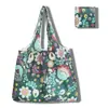 Nova grande bolsa de compras dobrável, bolsa quadrada de pano com flores, bolsa de compras portátil, bolsa tote dobrável