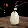 Jade Hetiano Natural Colgante de Jade del Zodiaco Año del Zodiaco Bodhisattva Manjushri Samantabhadra Guanyin Collar para Hombre y Mujer