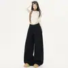 Pantalones Casuales Anchos de Personalidad Naranja Infantil con Estampado de Leopardo Negro para Mujer, Corte Holgado, Adelgazantes, Moda Versátil de Tendencia de Nicho, Pantalones Largos hasta el Suelo.