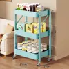 Estante de Almacenamiento para Cocina Carrito Pequeño de Pie para el Hogar Estante de Múltiples Niveles Móvil Estante de Almacenamiento Multifuncional con Cesta para Frutas y Verduras