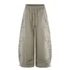 Pantalones deportivos retro americanos con bordado de letras, cordón, dobladillo curvo, para hombre y mujer, holgados, casuales, pierna ancha, versátiles, de marca moderna para otoño