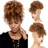 Postizo afro de fibra sintética africana con corona alta y flequillo, rizos afro en espiral, al por mayor