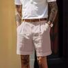 Verano 2025 Nuevo Transfronterizo para Hombre Moderno Simple Algodón y Lino Shorts Color Sólido Casual Transpirable Shorts de Playa
