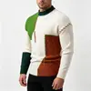 Otoño Nuevo Suéter de Punto con Cuello Redondo y Bloques de Color para Hombre Europa Cruzada Moda Juvenil Casual Capa Base