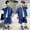 Conjunto de Moda de Verano para Niños Estilo Chino con Chaleco Elegante, Nuevo Conjunto de Dos Piezas de Mezclilla