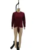 Camiseta Base de Manga Larga de Color Sólido para Mujer, Cuello Redondo, Dobladillo con Detalle de Corbata, Holgada Casual, Transfronteriza Otoño 2026