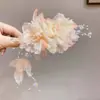 Atmósfera Super de Hada, Pasador de Flor Rosa Puro y Deseable, Accesorio para el Cabello con Borla de Flor Fresca para Permanente, Nuevo Adorno para el Cabello Elegante Estilo Chino Hanfu