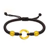 Pulseira de Casal Fita de Möbius de Ouro Puro 999 Shuibei Corda de Mão Trançada Vermelha e Preta Sinal de Amor para Homens e Mulheres Presente