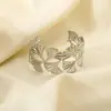 Producto Transfronterizo Más Vendido en Europa y América: Pulsera de Acero Inoxidable Hoja de Ginkgo con Acabado Chapado en Oro, Electrochapado en Oro Real de 18K, Pulsera Abierta que No se Desvanece