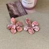 Pendientes de resina de tinta florales retro súper de hadas para mujer, diseño de nicho, sentido del temperamento, exagerados, combinan con todo, pendientes con pasador de plata 925 ~