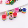 Cuentas de Agujero Grande Arcoíris Resina Rayas Color Mezclado Cuentas Cubeta Adornos para la Cabeza Pulsera Cuentas Dispersas Niñas DIY Accesorios de Mano para Niños